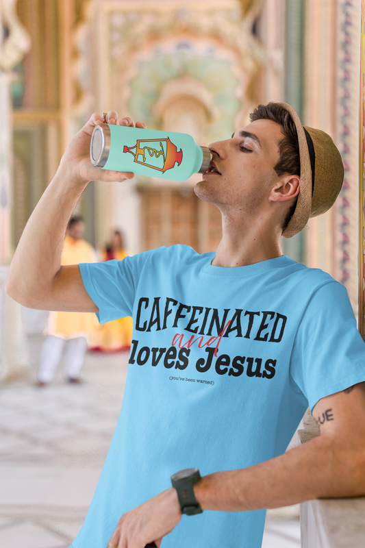 Caffeinated and Loves Jesus Tee